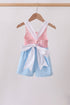 Pink & blue ruffle bow bubble