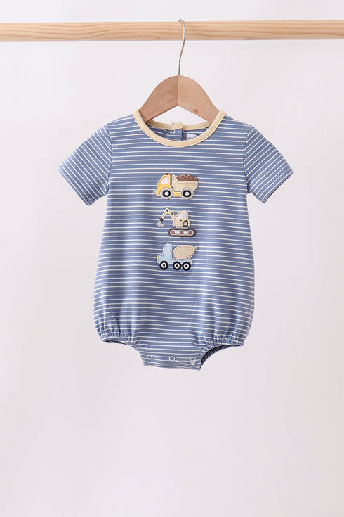 Blue stripe truck embroidery bubble