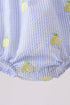 Blue stripe seersucker lemon embroidery ruffle bubble