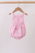Pink stripe seersucker flamingo embroidery ruffle bubble