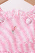 Pink stripe seersucker flamingo embroidery ruffle bubble