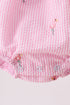 Pink stripe seersucker flamingo embroidery ruffle bubble