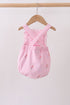 Pink stripe seersucker flamingo embroidery ruffle bubble