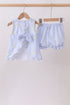 Blue stripe seersucker lemon embroidery scalloped bloomer set