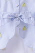 Blue stripe seersucker lemon embroidery scalloped bloomer set