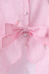 Pink stripe seersucker flamingo embroidery scalloped bloomer set