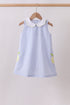 Blue stripe seersucker lemon applique dress