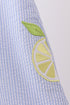 Blue stripe seersucker lemon applique dress