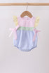 Pink&blue seersucker ruffle bubble