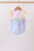 Pink&blue seersucker ruffle bubble