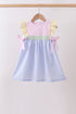 Pink&blue seersucker ruffle dress