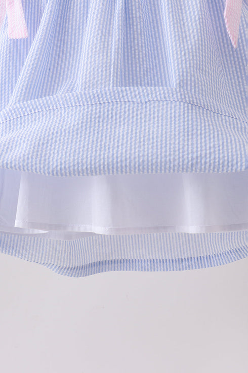 Pink&blue seersucker ruffle dress