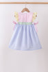 Pink&blue seersucker ruffle dress