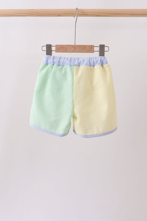 Yellow&green seersucker shorts