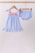Blue flag embroidery ruffle bloomer set