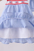 Blue flag embroidery ruffle bloomer set