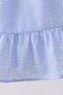 Blue flag embroidery ruffle dress