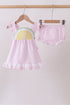 Pink lemon ruffle gingham bloomer set