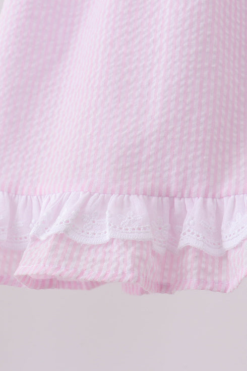 Pink lemon ruffle gingham bloomer set