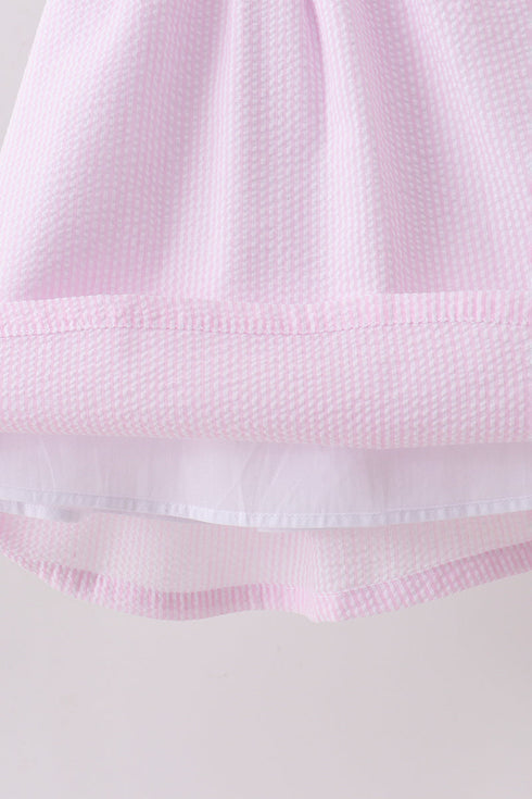 Pink lemon ruffle gingham dress