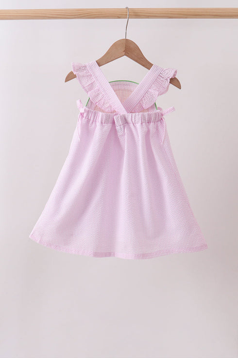 Pink lemon ruffle gingham dress