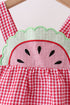 Red watermelon ruffle gingham bubble