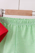 Red watermelon embroidery shorts set
