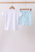 Blue lemon embroidery shorts set
