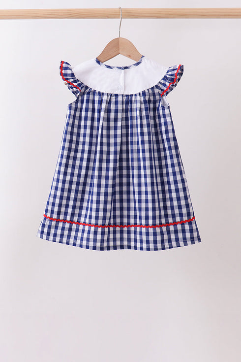 Black flag fireworks embroidery gingham dress