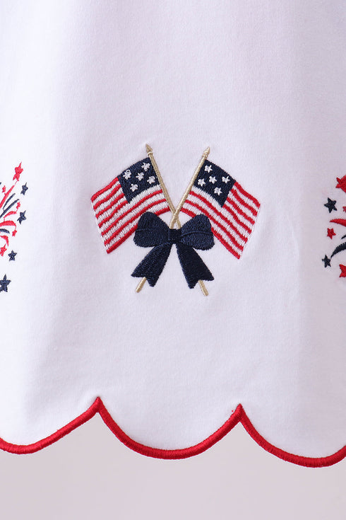 Red flag fireworks embroidery ruffle bloomer set