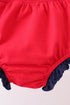 Red flag fireworks embroidery ruffle bloomer set