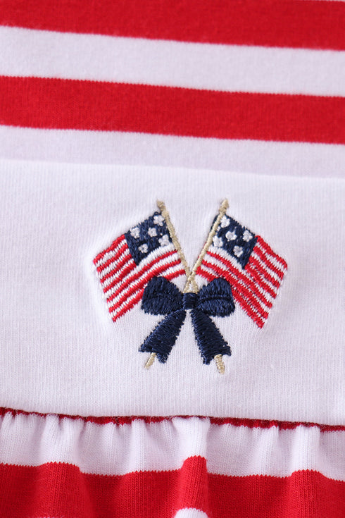 Red stripe flag fireworks embroidery ruffle bubble