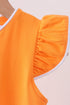 Orange flutter sleeve scalloped top