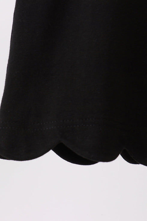 Black flutter sleeve scalloped top