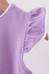 Dark purple flutter sleeve scalloped top