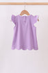 Dark purple flutter sleeve scalloped top