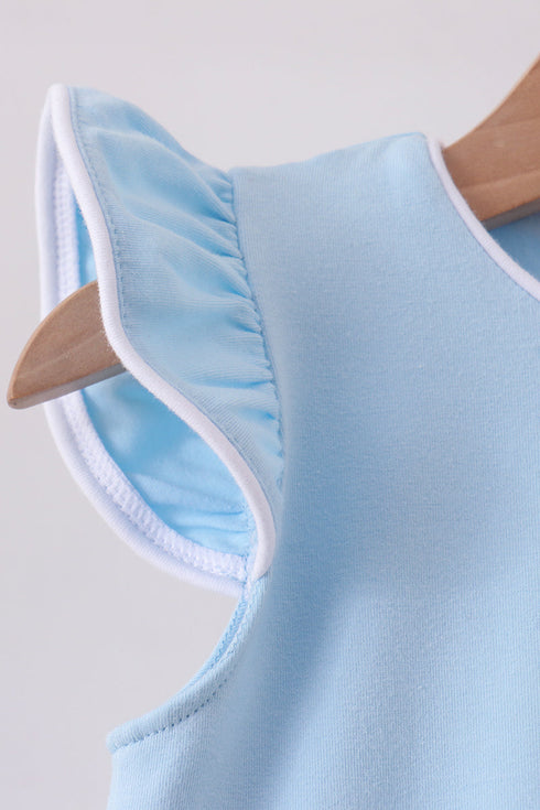 Mint flutter sleeve scalloped top