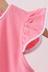 Deep pink flutter sleeve scalloped top