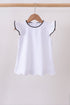 Snow white flutter sleeve scalloped top