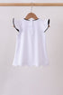 Snow white flutter sleeve scalloped top