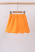 Orange scallop hem bow skort