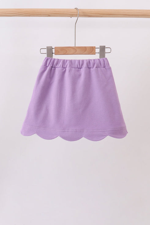 Dark purple scallop hem bow skort