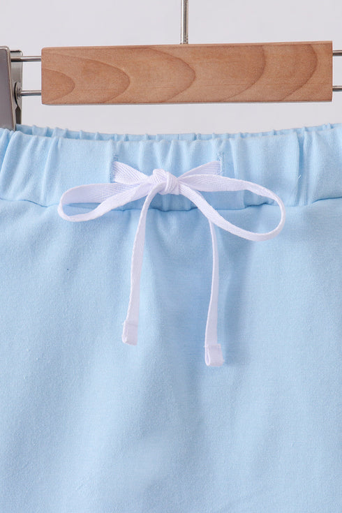 Mint scallop hem bow skort