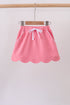 Deep pink scallop hem bow skort