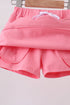 Deep pink scallop hem bow skort