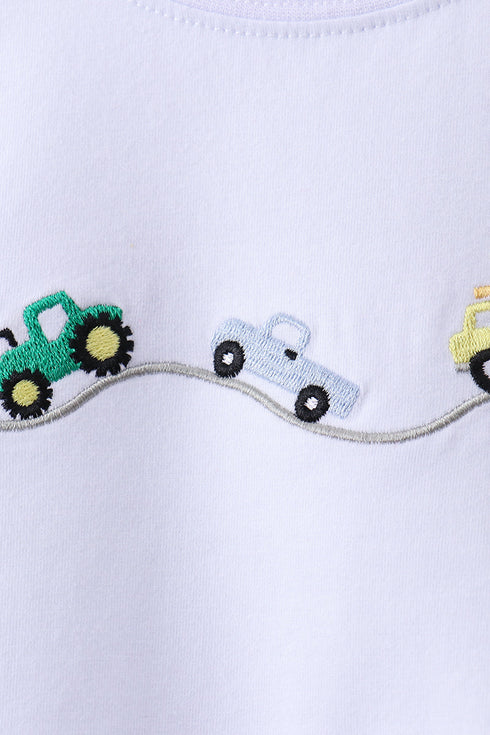 Blue Vehicle Embroidered Set