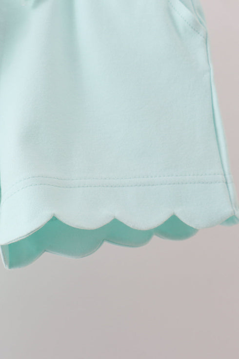 Mint Scalloped Shorts Set