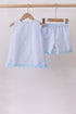 Blue Seersucker Stripe Scalloped Shorts Set