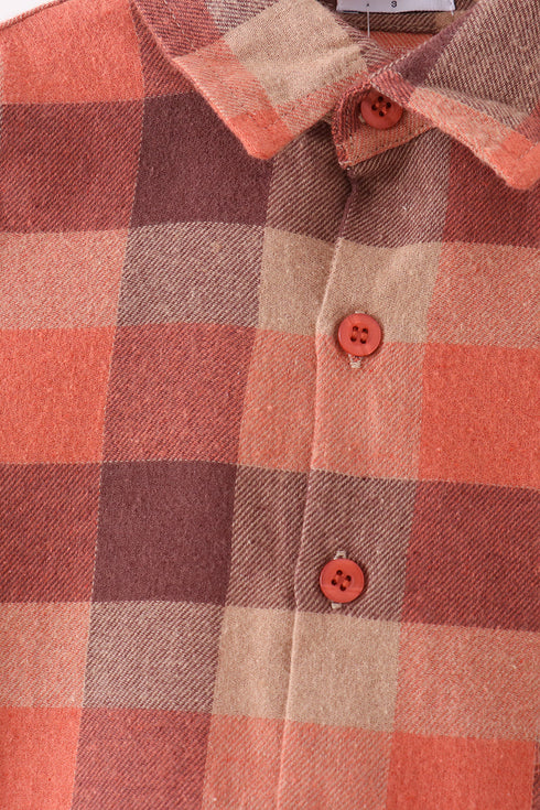 rust-plaid-button-down-shirt-sophias-style-2