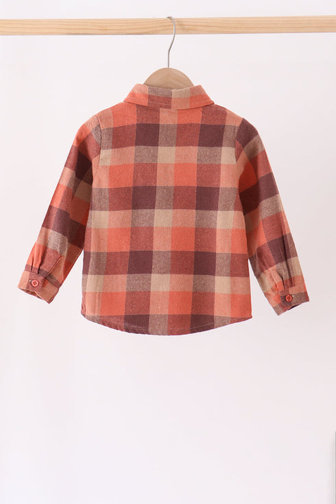 rust-plaid-button-down-shirt-sophias-style-4
